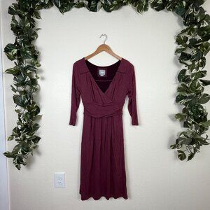 Maeve Anthropologie Long Sleeve Galena Dress Wine Bord Women’s Size M